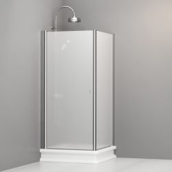 Kabina prysznicowa Retro 90x90 cm z piaskowanym szkłem Kerasan 9146S0 chrom prawa