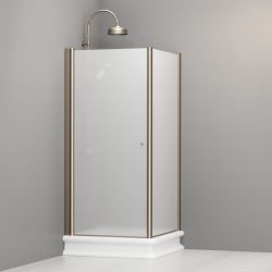 Kabina prysznicowa Retro 90x90 cm z piaskowanym szkłem i profilami w kolorze bronzo Kerasan 9146S3 prawa