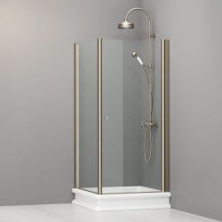 Kabina prysznicowa Retro 90x90 cm z profilami bronzo Kerasan 9147T3 lewa