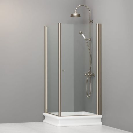 Przejdź do produktu Kabina prysznicowa Retro 90x90 cm z profilami bronzo Kerasan 9147T3 lewa