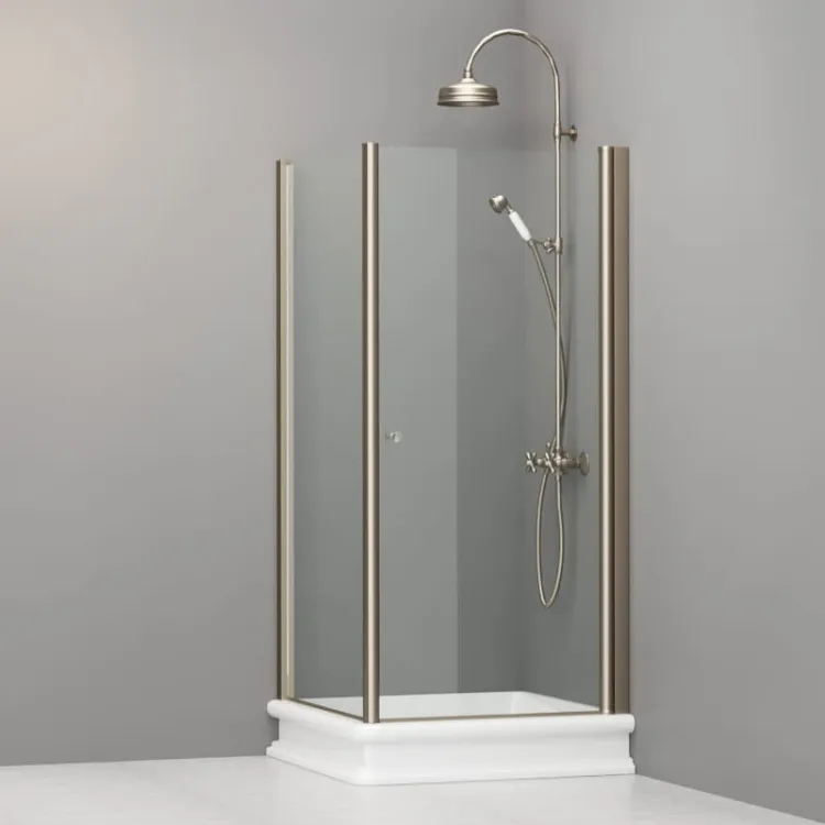 Kabina prysznicowa Retro 90x90 cm z profilami bronzo Kerasan 9147T3 lewa