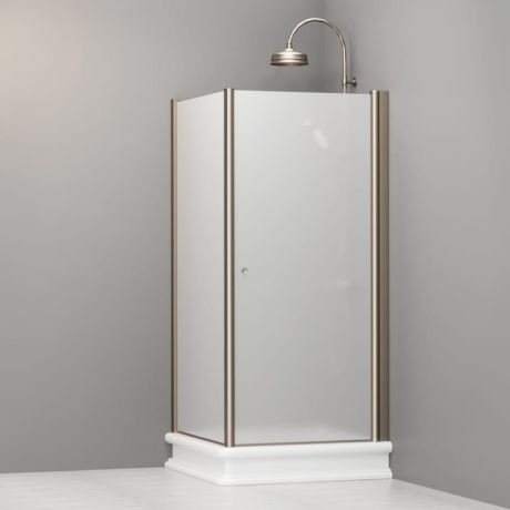 Przejdź do produktu Kabina prysznicowa Retro 90x90 cm z piaskowanym szkłem i profilami bronzo Kerasan 9147S3 lewa