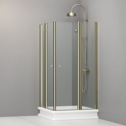 Kabina prysznicowa Retro 100x100 cm z profilami w kolorze bronzo Kerasan 9148T3
