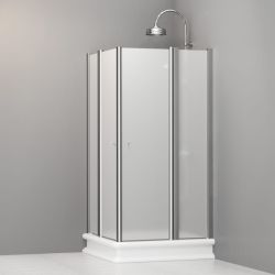 Kabina prysznicowa Retro 100x100 cm z piaskowanym szkłem Kerasan 9148S0 chrom