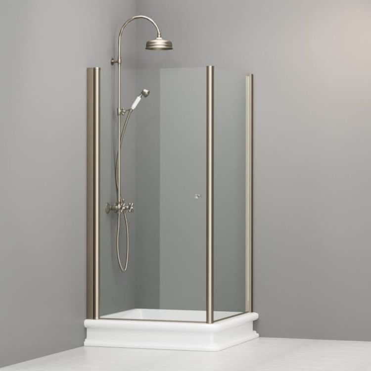 Kabina prysznicowa Retro 100x100 cm z profilami bronzo Kerasan 9149T3 prawa