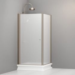 Kabina prysznicowa Retro 100x100 cm z piaskowanym szkłem i profilami bronzo Kerasan 9149S3 prawa