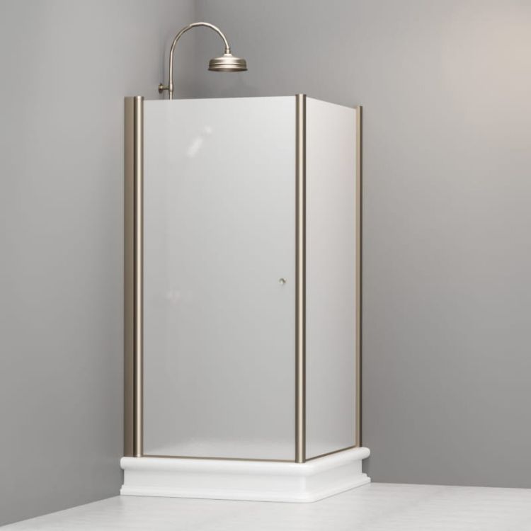 Kabina prysznicowa Retro 100x100 cm z piaskowanym szkłem i profilami bronzo Kerasan 9149S3 prawa