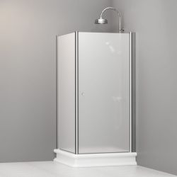 Kabina prysznicowa Retro 100x100 cm z piaskowanym szkłem Kerasan 9150S0 chrom lewa