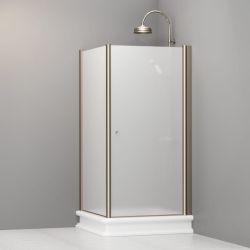 Kabina prysznicowa Retro 100x100 cm z piaskowanym szkłem i profilami bronzo Kerasan 9150S3 lewa