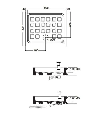 Przejdź do produktu Brodzik prysznicowy Retro prostokątny 80x96 cm Kerasan 133601 biały połysk prawy