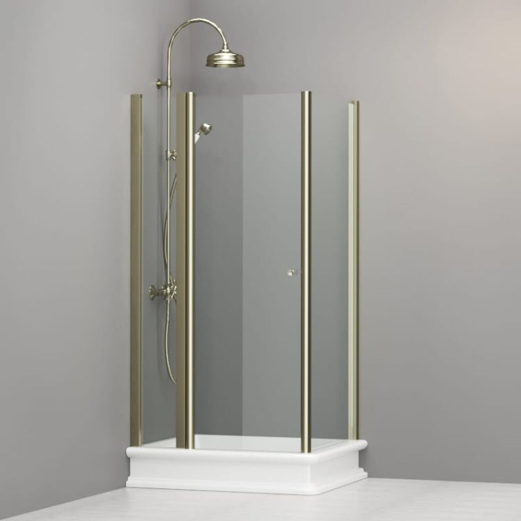 Kabina prysznicowa Retro 80x96 cm prostokątna ze złotymi profilami Kerasan 9141T1 prawa