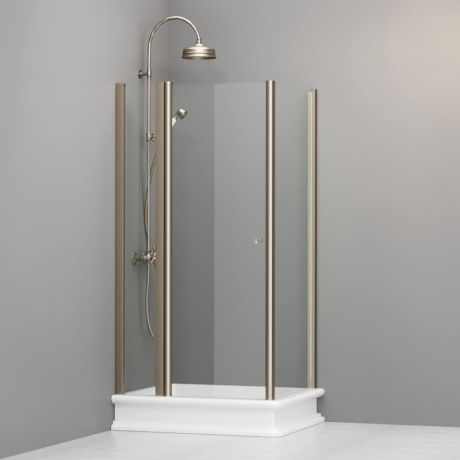 Przejdź do produktu Kabina prysznicowa Retro 80x96 cm prostokątna z profilami bronzo Kerasan 9141T3 prawa