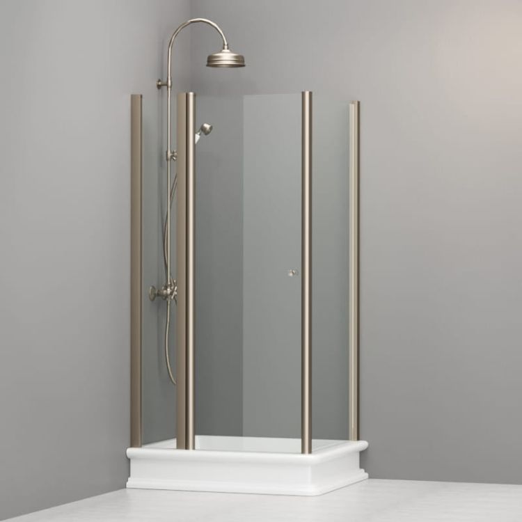 Kabina prysznicowa Retro 80x96 cm prostokątna z profilami bronzo Kerasan 9141T3 prawa