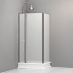 Kabina prysznicowa Retro 80x96 cm prostokątna z piaskowanym szkłem Kerasan 9141S0 chrom prawa