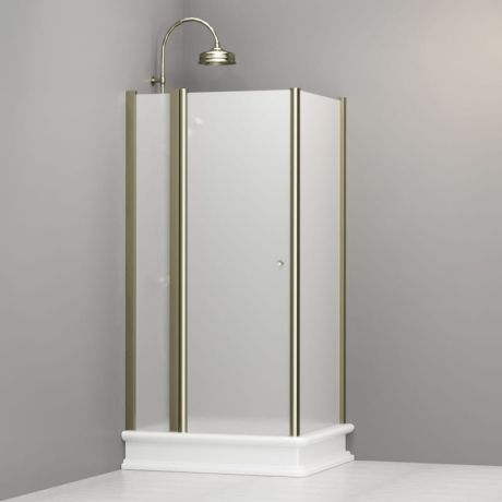 Przejdź do produktu Kabina prysznicowa Retro 80x96 cm prostokątna z piaskowanym szkłem i złotymi profilami Kerasan 9141S1 prawa