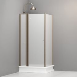 Kabina prysznicowa Retro 80x96 cm prostokątna z piaskowanym szkłem i profilami bronzo Kerasan 9141S3 prawa