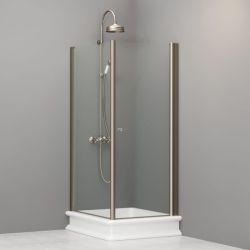 Kabina prysznicowa Retro 80x96 cm prostokątna z profilami bronzo Kerasan 9143T3 lewa