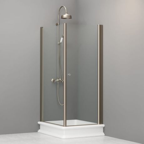 Przejdź do produktu Kabina prysznicowa Retro 80x96 cm prostokątna z profilami bronzo Kerasan 9143T3 lewa