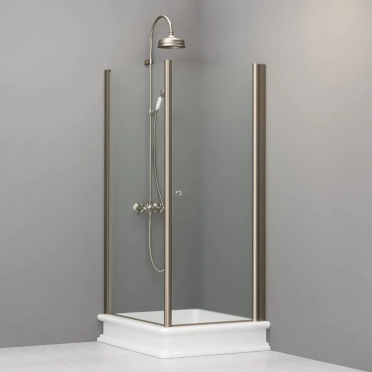 Kabina prysznicowa Retro 80x96 cm prostokątna z profilami bronzo Kerasan 9143T3 lewa