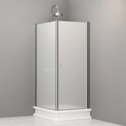 Kabina prysznicowa Retro 80x96 cm prostokątna z piaskowanym szkłem Kerasan 9143S0 chrom lewa