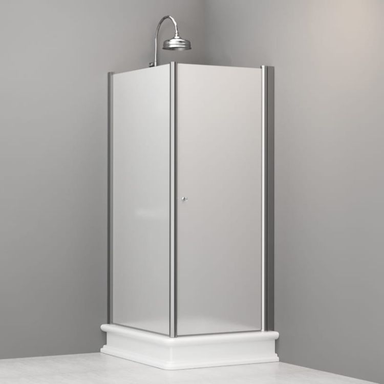 Kabina prysznicowa Retro 80x96 cm prostokątna z piaskowanym szkłem Kerasan 9143S0 chrom lewa