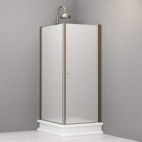 Przejdź do produktu Kabina prysznicowa Retro 80x96 cm prostokątna z piaskowanym szkłem i profilami bronzo Kerasan 9143S3 lewa