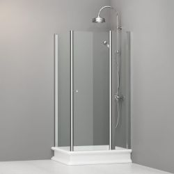 Kabina prysznicowa Retro 80x96 cm prostokątna Kerasan 9142T0 chrom lewa