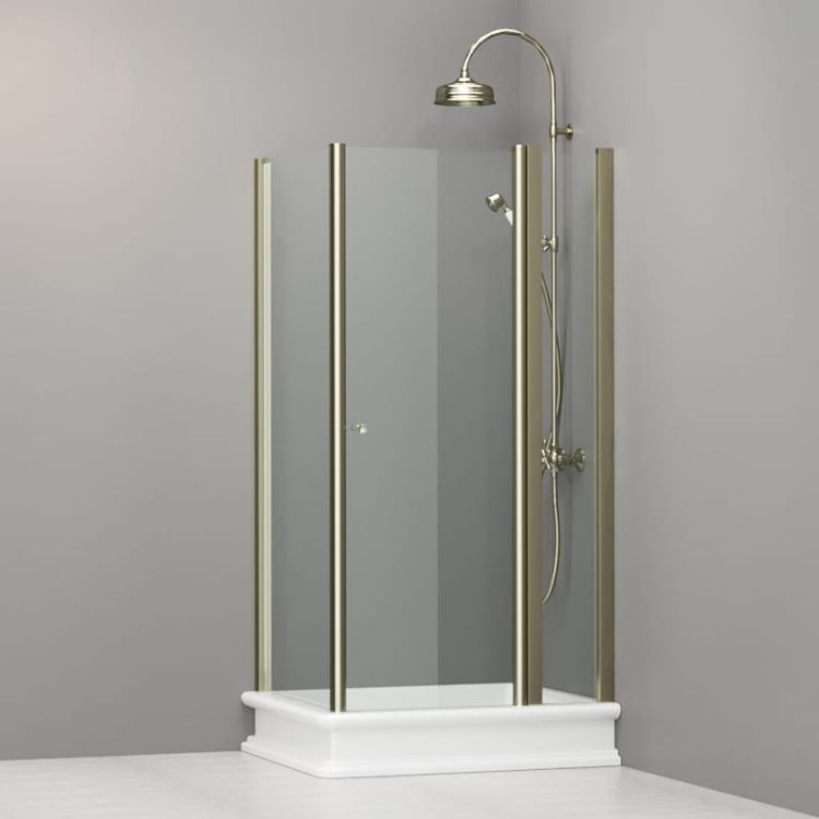 Kabina prysznicowa Retro 80x96 cm prostokątna ze złotymi profilami Kerasan 9142T1 lewa