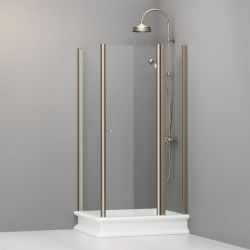 Kabina prysznicowa Retro 80x96 cm prostokątna z profilami bronzo Kerasan 9142T3 lewa