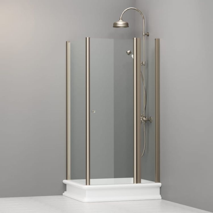 Kabina prysznicowa Retro 80x96 cm prostokątna z profilami bronzo Kerasan 9142T3 lewa