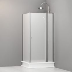 Kabina prysznicowa Retro 80x96 cm prostokątna z piaskowanym szkłem Kerasan 9142S0 chrom lewa