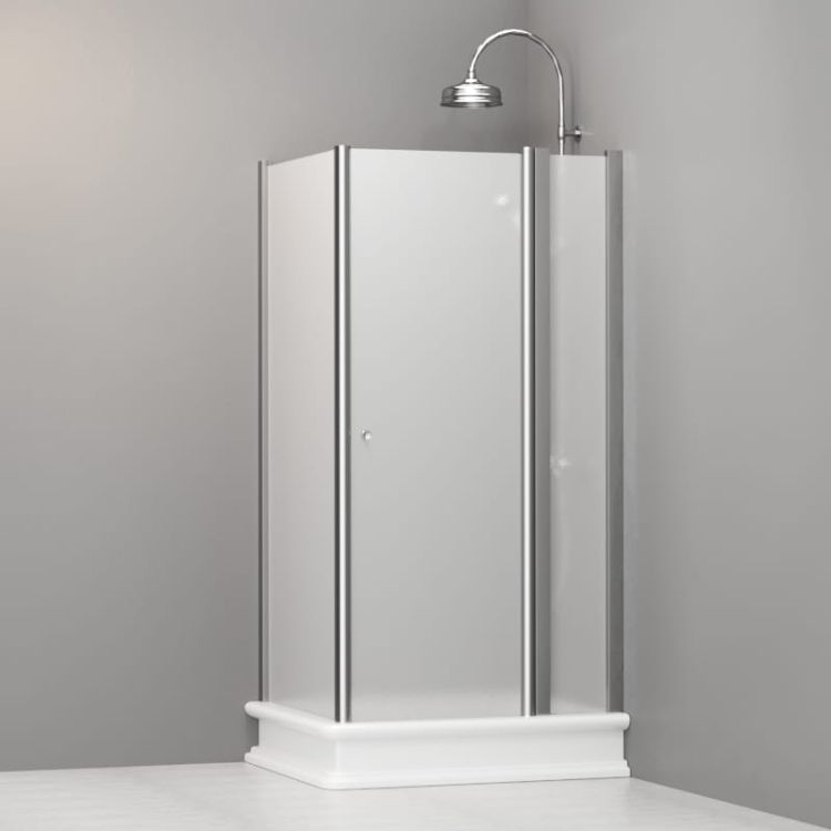 Kabina prysznicowa Retro 80x96 cm prostokątna z piaskowanym szkłem Kerasan 9142S0 chrom lewa