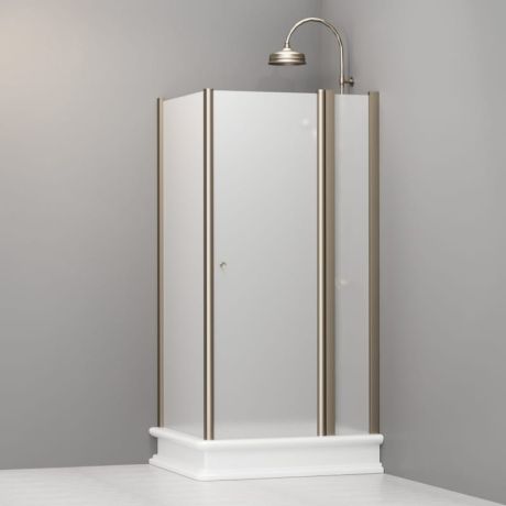 Przejdź do produktu Kabina prysznicowa Retro 80x96 cm prostokątna z piaskowanym szkłem i profilami bronzo Kerasan 9142S3 lewa