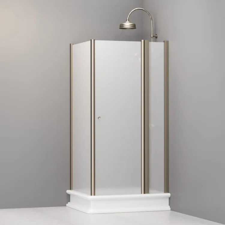 Kabina prysznicowa Retro 80x96 cm prostokątna z piaskowanym szkłem i profilami bronzo Kerasan 9142S3 lewa