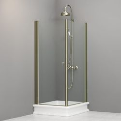 Kabina prysznicowa Retro 80x96 cm prostokątna z profilami bronzo Kerasan 9144T3 prawa