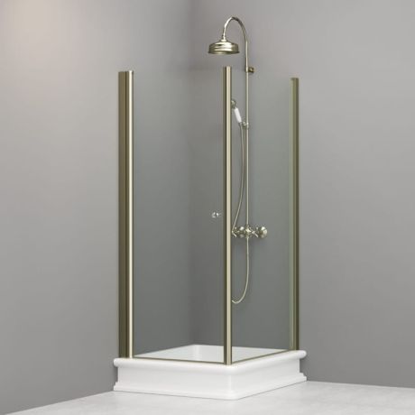 Przejdź do produktu Kabina prysznicowa Retro 80x96 cm prostokątna z profilami bronzo Kerasan 9144T3 prawa