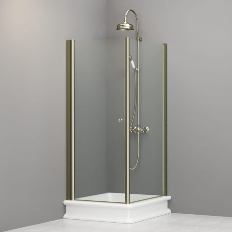 Kabina prysznicowa Retro 80x96 cm prostokątna z profilami bronzo Kerasan 9144T3 prawa