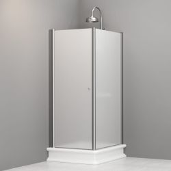 Kabina prysznicowa Retro prostokątna 80x96 cm z piaskowanym szkłem Kerasan 9144S0 chrom prawa