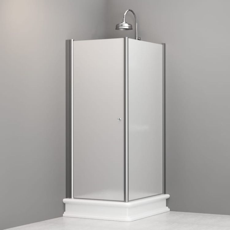 Kabina prysznicowa Retro prostokątna 80x96 cm z piaskowanym szkłem Kerasan 9144S0 chrom prawa