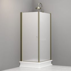 Kabina prysznicowa Retro prostokątna 80x96 cm z piaskowanym szkłem i profilami bronzo Kerasan 9144S3 prawa