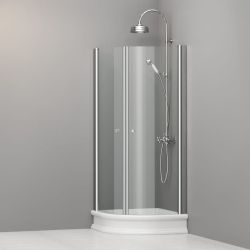 Kabina prysznicowa Retro 80x80 cm półokrągła Kerasan 9158T0 chrom