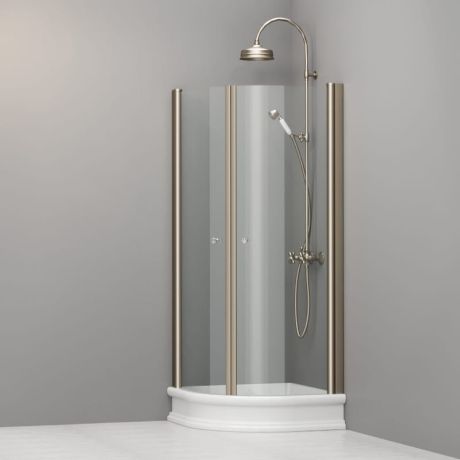 Przejdź do produktu Kabina prysznicowa Retro 80x80 cm półokrągła z profilami bronzo Kerasan 9158T3