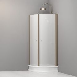 Kabina prysznicowa Retro 80x80 cm półokrągła z piaskowanym szkłem i profilami bronzo Kerasan 9158S3