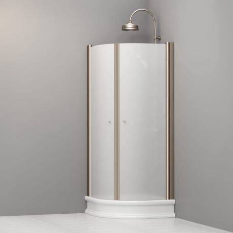 Przejdź do produktu Kabina prysznicowa Retro 80x80 cm półokrągła z piaskowanym szkłem i profilami bronzo Kerasan 9158S3