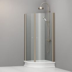 Kabina prysznicowa Retro 90x90 cm półokrągła z profilami bronzo Kerasan 9151T3