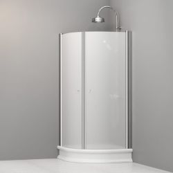 Kabina prysznicowa Retro 90x90 cm półokrągła z piaskowanym szkłem Kerasan 9151S0 chrom