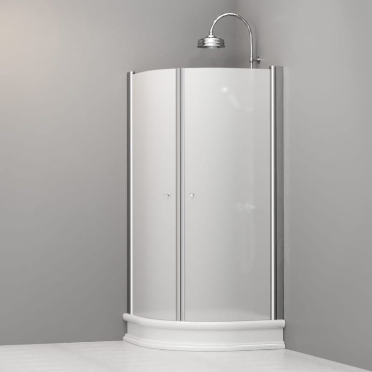 Kabina prysznicowa Retro 90x90 cm półokrągła z piaskowanym szkłem Kerasan 9151S0 chrom