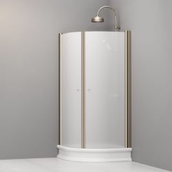Kabina prysznicowa Retro 90x90 cm półokrągła z piaskowanym szkłem i profilami bronzo Kerasan 9151S3