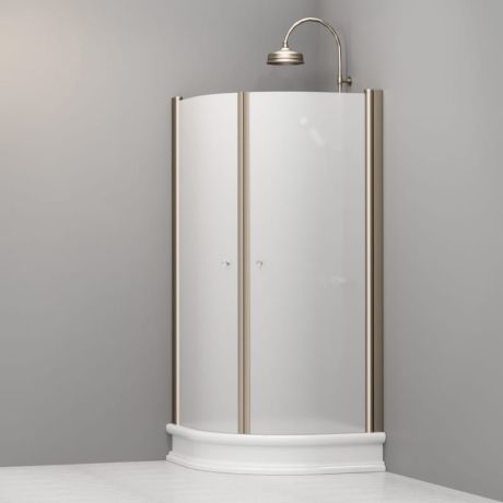 Przejdź do produktu Kabina prysznicowa Retro 90x90 cm półokrągła z piaskowanym szkłem i profilami bronzo Kerasan 9151S3