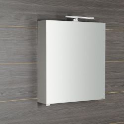 RIWA szafka z lustrem, oświetlenie LED, 60x70x17cm, biały połysk